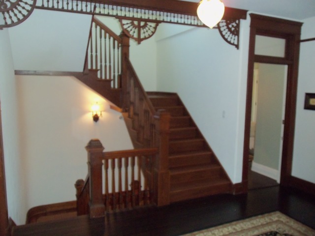 A wooden stairs in a home