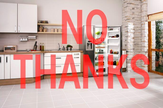An open kitchen with the words - No thanks