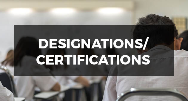 designations and certificates showing people in class