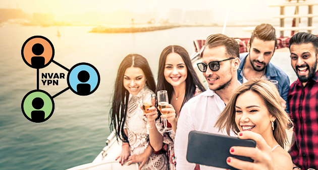 young people taking selfie on boat