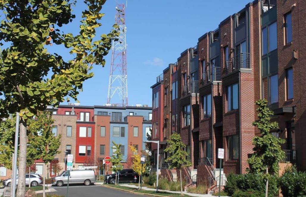 streetview lined with apartment building