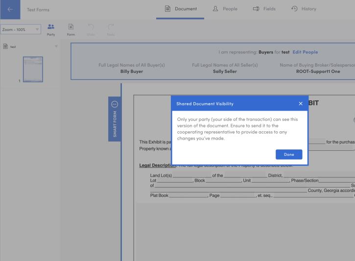 Further explanations on shared document visibility