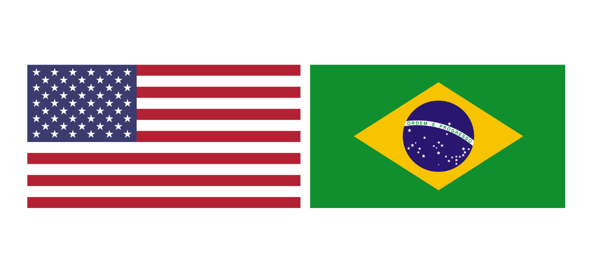 US Flag and Brazil Flag