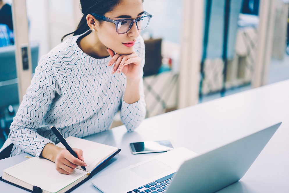 girl watching webinar