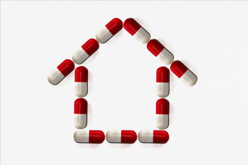 A house image formed with drugs