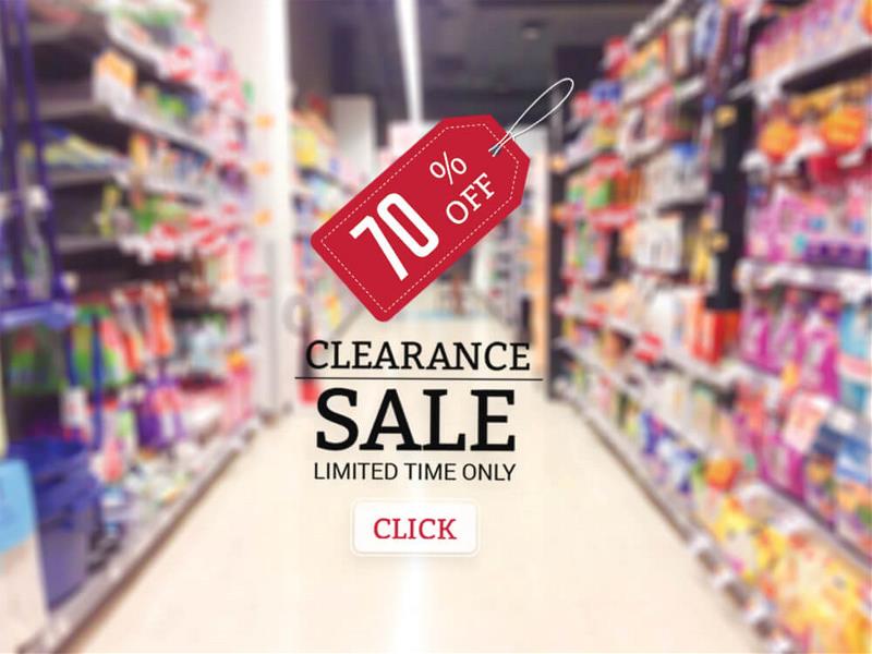 A store showing 70% of clearance sales