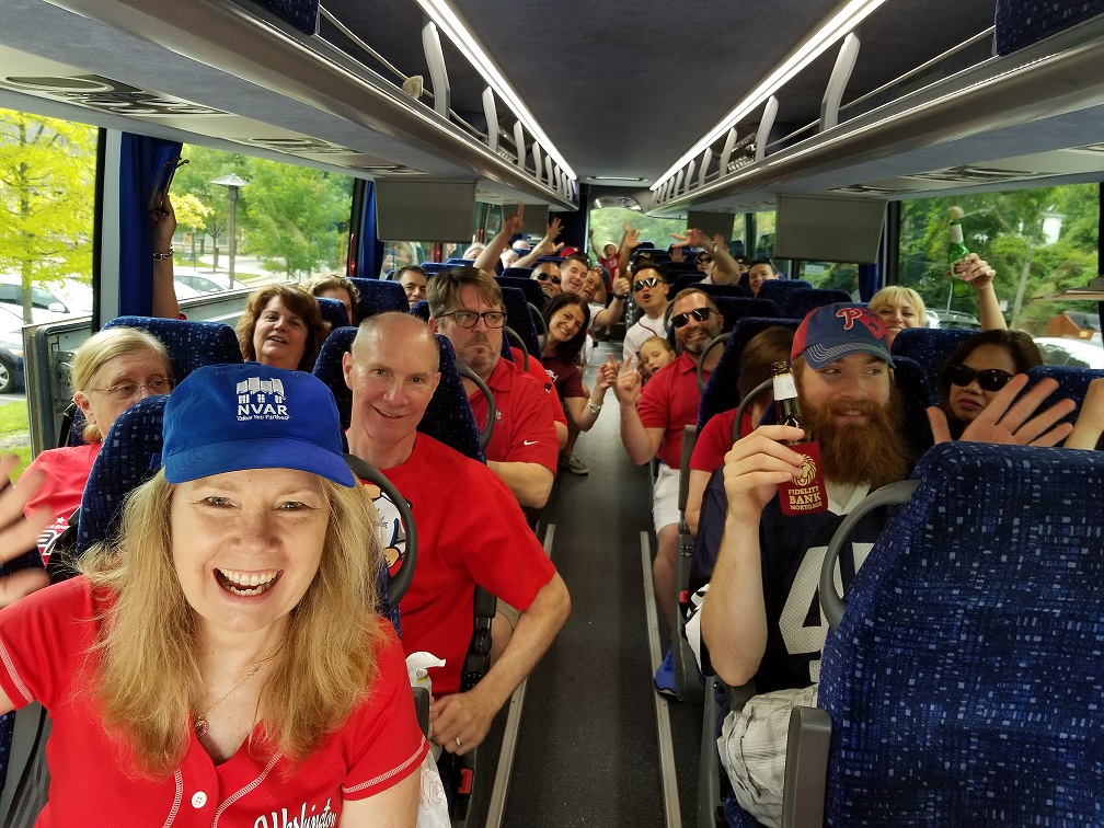 Christine Richardson on bus to Nats game for NVRPAC