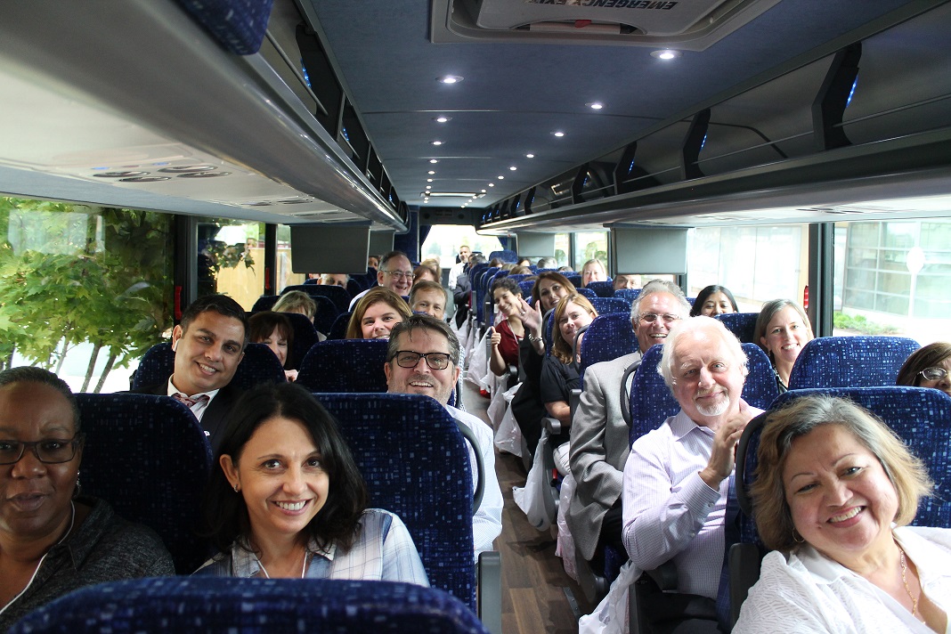 Silver line bus tour members smiling