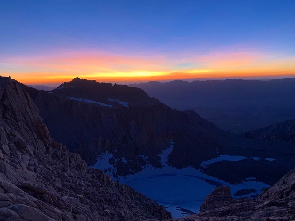 View over Iceberg Lake at sunrise