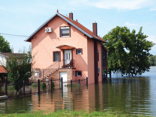 a flooded building