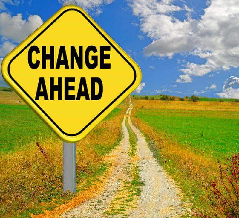A sign reads change ahead