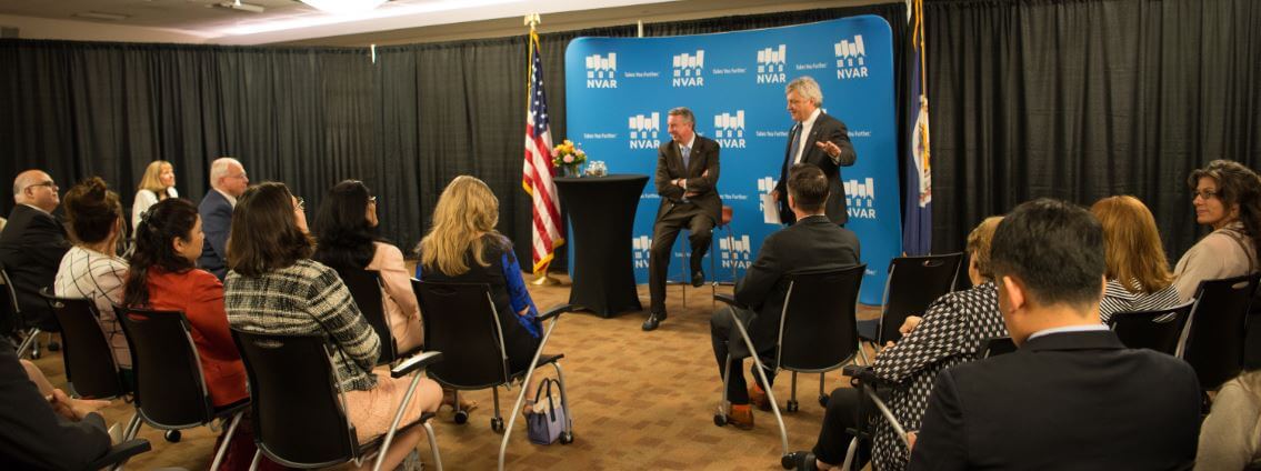 NVAR chairman bob introduced candidate Ed Gillespie(R) to the group