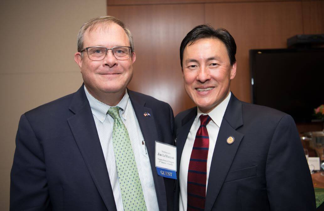 Delegates Jim LeMunyon (R) and Mark Keam (D) strike a bi-partisan pose