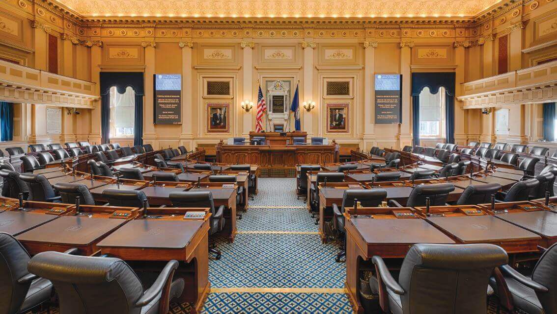 legislative chambers with no one inside