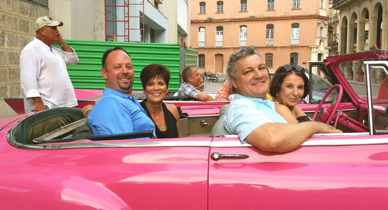 Bob and NVAR members take a ride in pink car