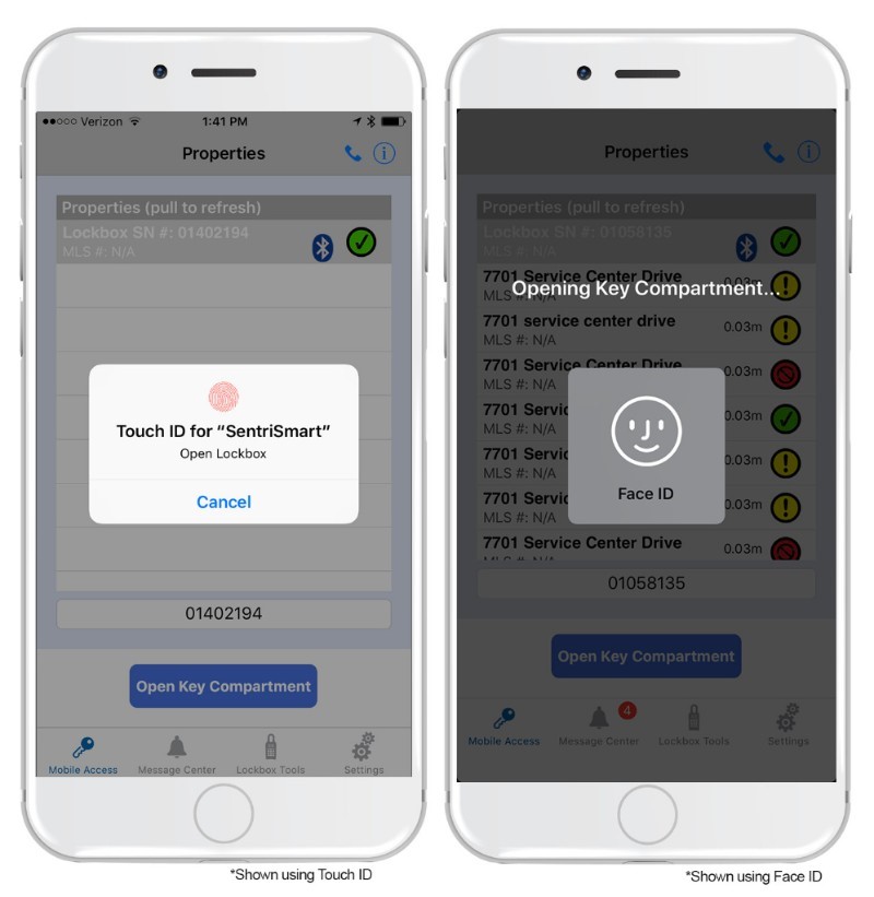 Sentrilock touch ID and facial recognition