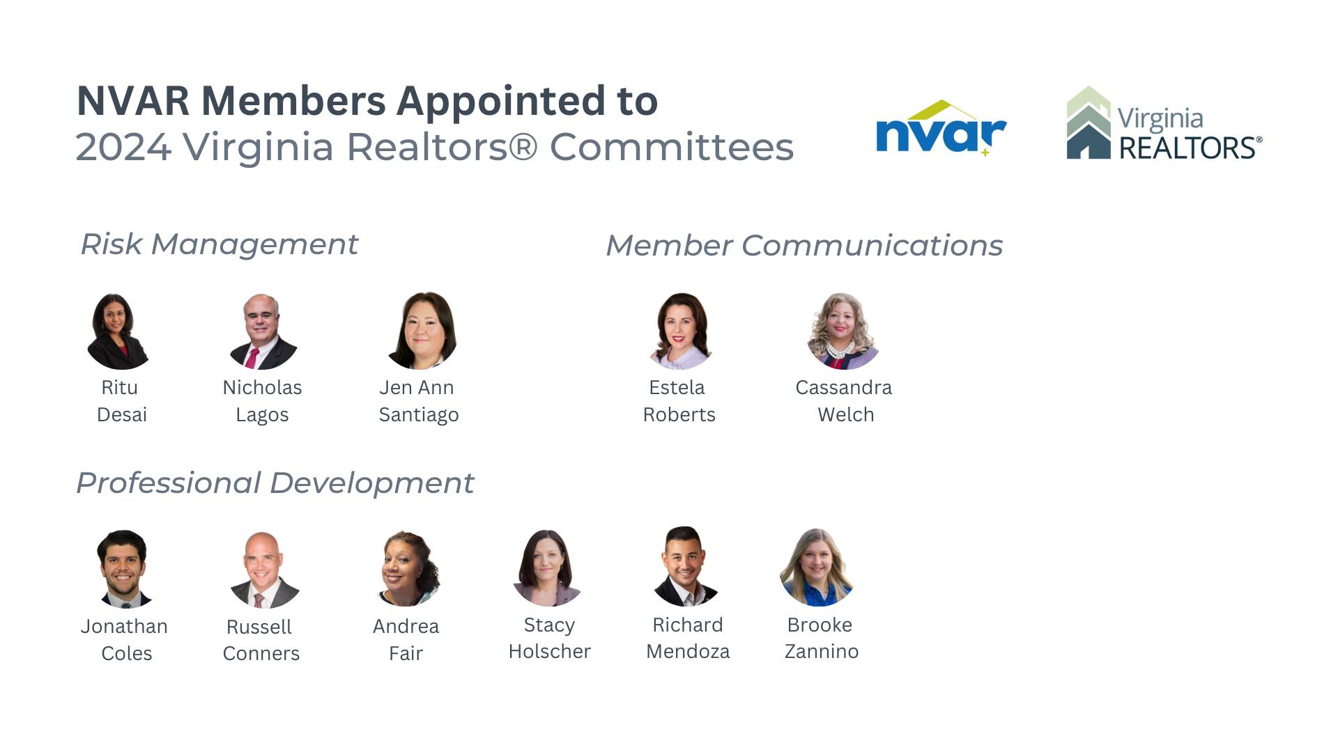 NVAR Members Appointed to 2024 Virginia REALTORS® Committees - Image