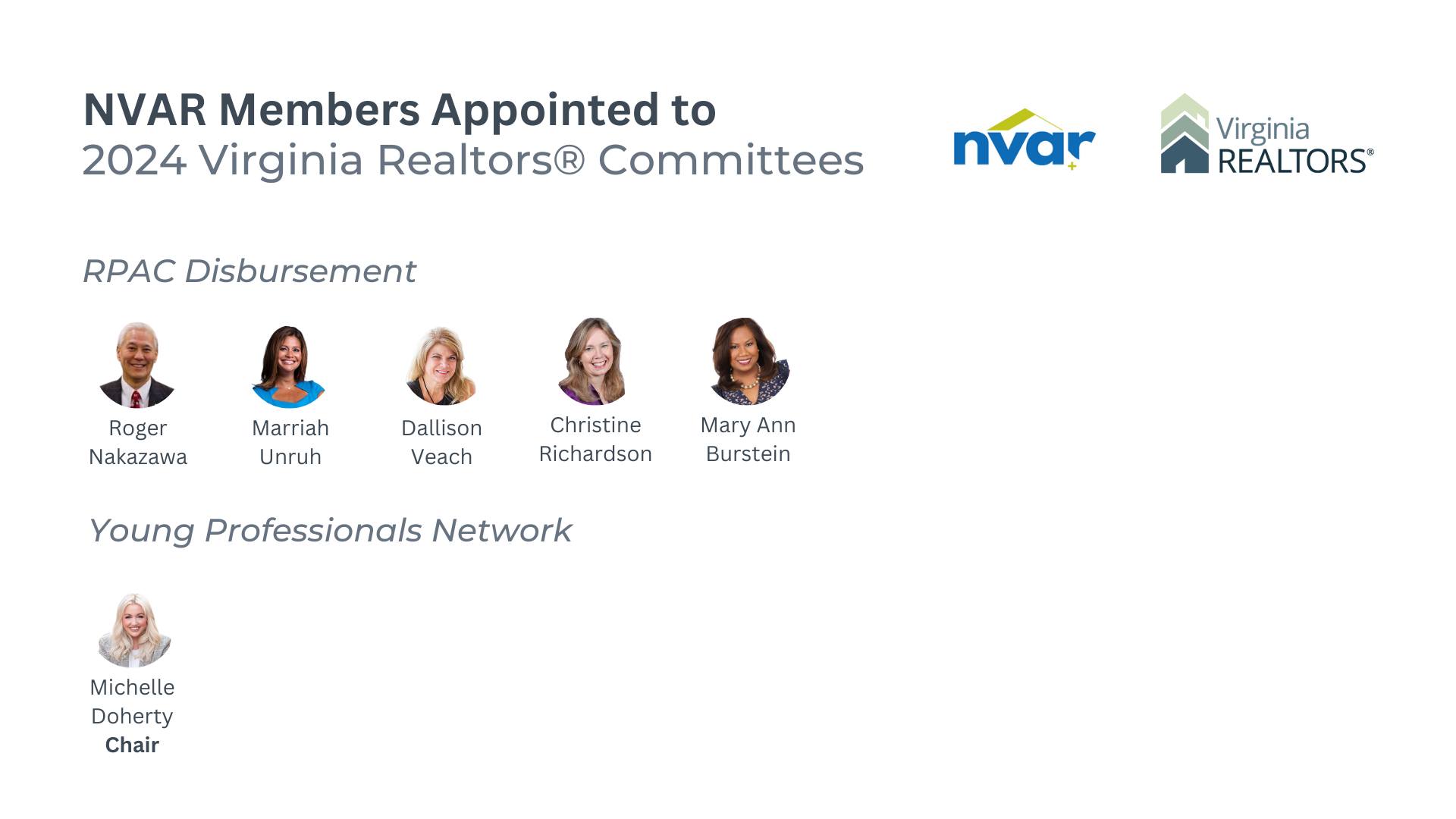 NVAR Members Appointed to 2024 Virginia REALTORS® Committees - Image