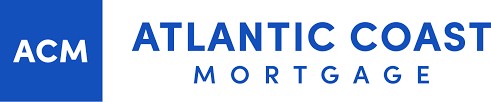 Blue and white "ACM Atlantic Coast Mortgage" logo featuring bold text with a modern design. Simple and professional branding for a mortgage company.