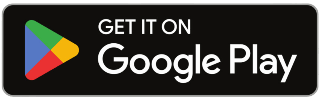 Google Play logo with a colorful triangular play button and bold text, "Get it on Google Play," on a black background.