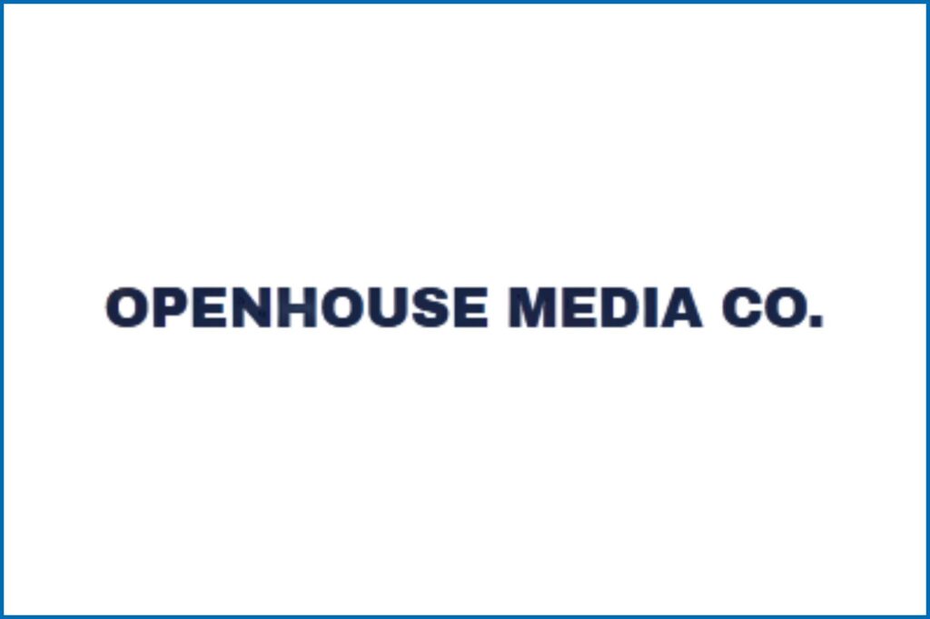 The image displays the text "OPENHOUSE MEDIA CO." in bold, dark letters centered on a plain white background.