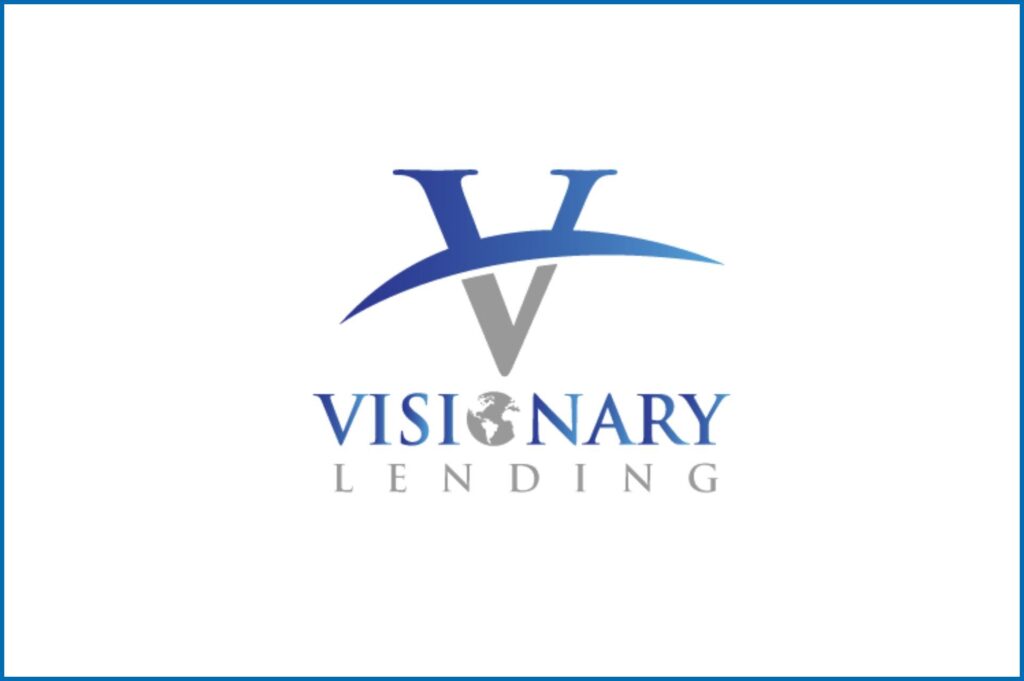 Logo featuring the letters "V" and "L" in blue and gray, with the word "Visionary Lending" and a globe incorporated into the design.