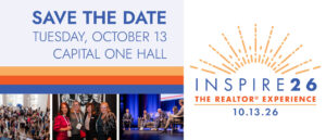 Event announcement for "Inspire 26" at Capital One Hall on October 13. Includes images of attendees, panels, and promotional graphics.