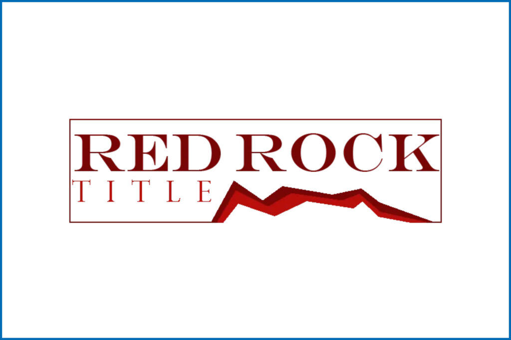 Logo for "Red Rock Title" with stylized red mountains beneath the text, set against a white background.