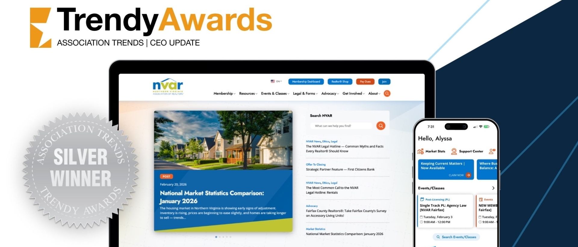 Award-Winning Experience: NVAR’s New Website Earns Silver TRENDY Award  - Image